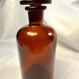 Vintage 1 Amber Glass Apothecary Bottle